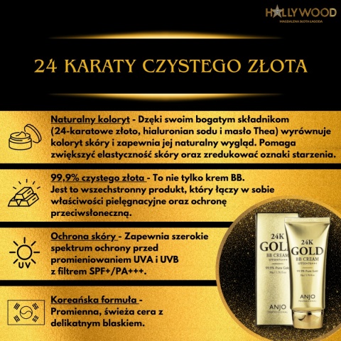 ANJO 24K GOLD BB CREAM SPF50+PA+++ - krem do twarzy nadający naturalny efekt