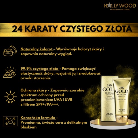 ANJO 24K GOLD BB CREAM SPF50+PA+++ - krem do twarzy nadający naturalny efekt