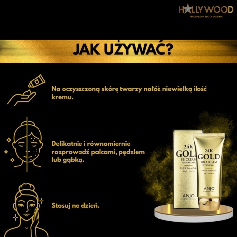 ANJO 24K GOLD BB CREAM SPF50+PA+++ - krem do twarzy nadający naturalny efekt