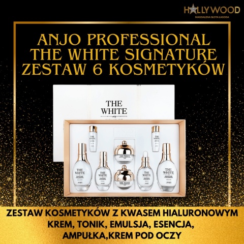 Anjo zestaw luksusowych kosmetyków WHITE z kwasem hialuronowym