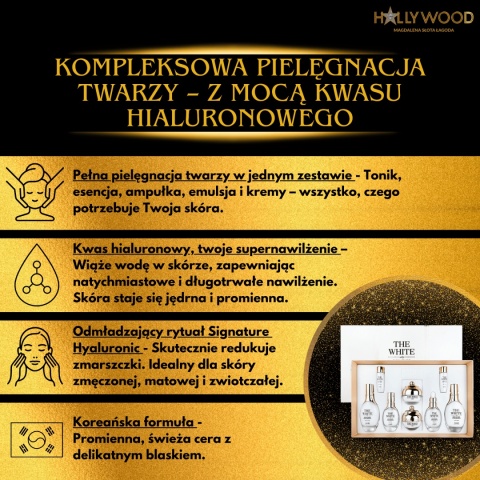 Anjo zestaw luksusowych kosmetyków WHITE z kwasem hialuronowym