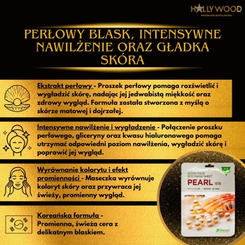 Maska w płachcie na twarz z ekstraktem z pereł