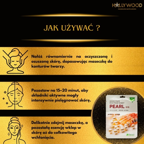 Maska w płachcie na twarz z ekstraktem z pereł