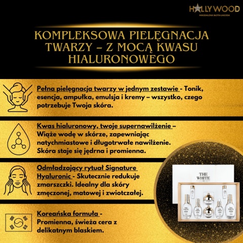 Anjo zestaw luksusowych kosmetyków WHITE z kwasem hialuronowym